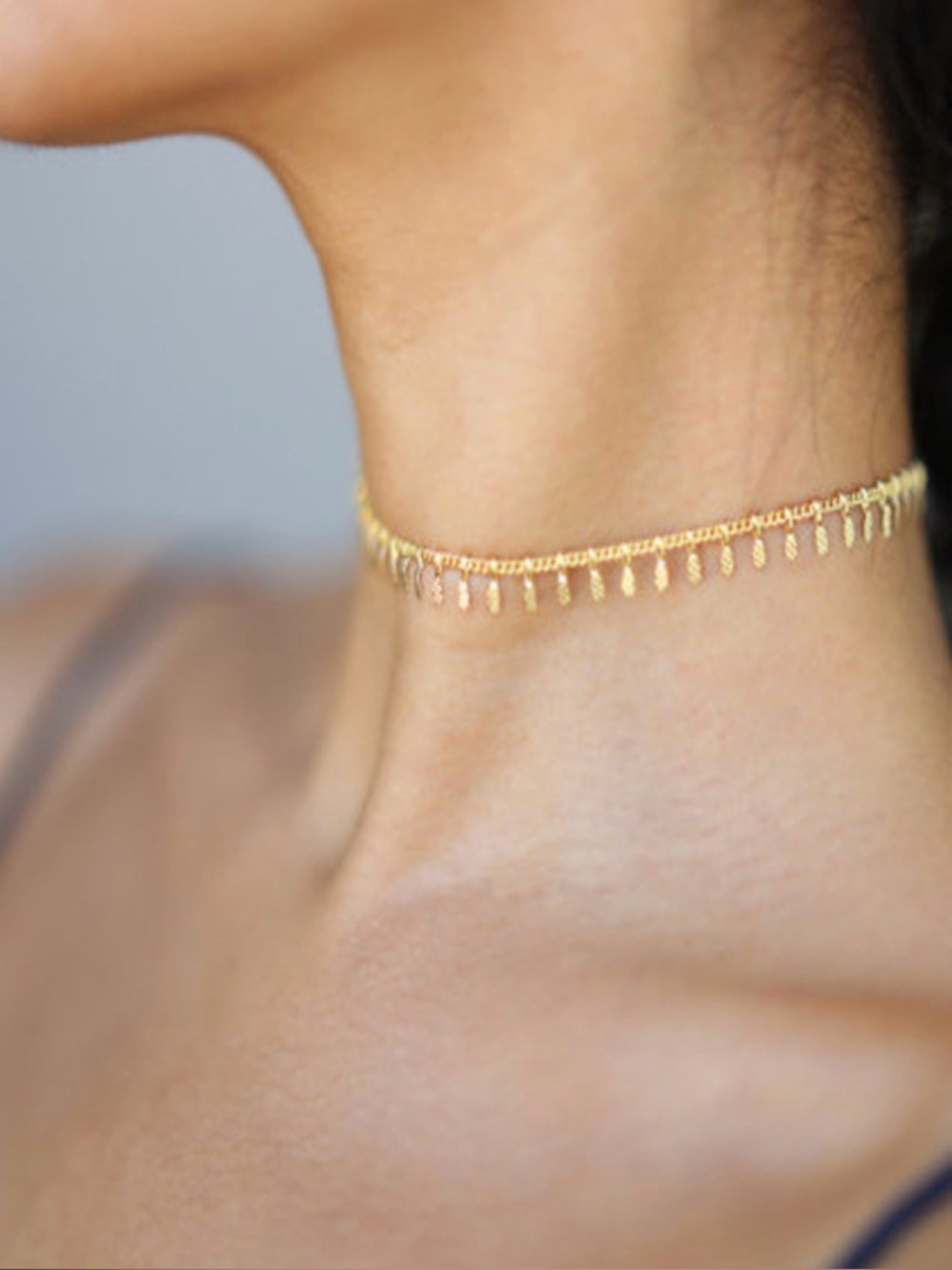 Gold Beaded Fringe Choker Necklace - Women Jewelry